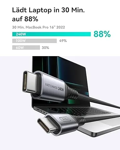 Cavo USB-C 240W INIU intrecciato in nylon da 2 metri