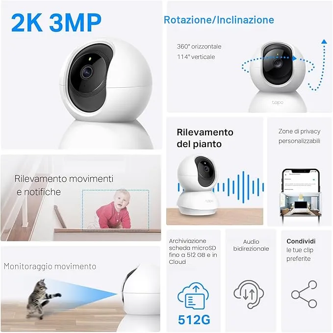 Webcam 2K TP-Link Tapo C210 con microfono integrato